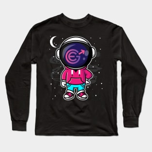 Hiphop Astronaut Evergrow Crypto EGC Coin To The Moon Crypto Token Cryptocurrency Wallet Birthday Gift For Men Women Kids Long Sleeve T-Shirt